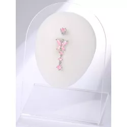 1 pieza Anillo de vientre moda rosado zirconia cúbica con mariposa plata esterlina para mujeres para decoración diaria de amigo