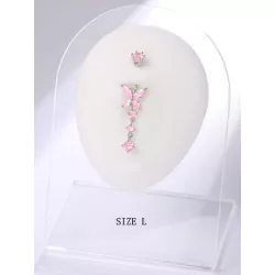 1 pieza Anillo de vientre moda rosado zirconia cúbica con mariposa plata esterlina para mujeres para decoración diaria de amigo