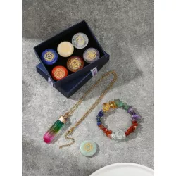 1 pieza Caja de regalo redondo de moda con estampado 7 piedra , unisex día festivo presente