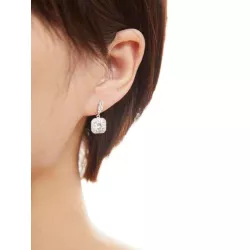 Pendientes largos zirconia cúbica cuadrado plata