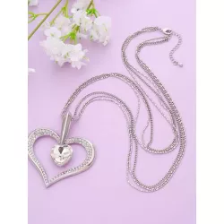 1 pieza moda elegante Diamantes de imitación grande colgante de corazón collares para mujeres capas largo Jersey con cadena exqu