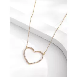 1 pieza grande corazon vacio Collar con colgante para mujeres fino clavícula con cadena amigo regalo Bisutería