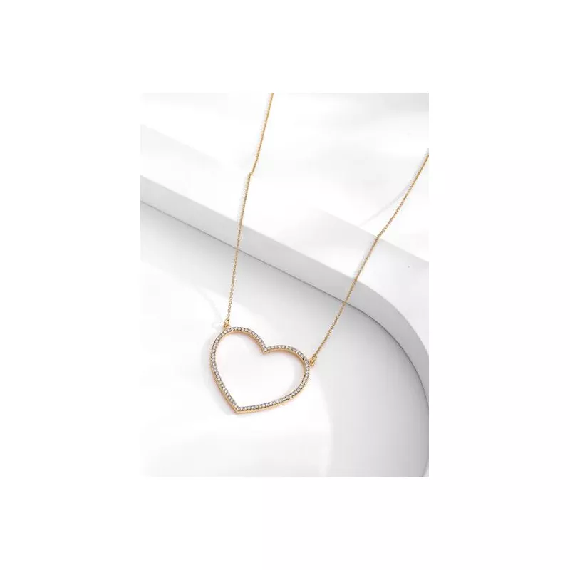 1 pieza grande corazon vacio Collar con colgante para mujeres fino clavícula con cadena amigo regalo Bisutería