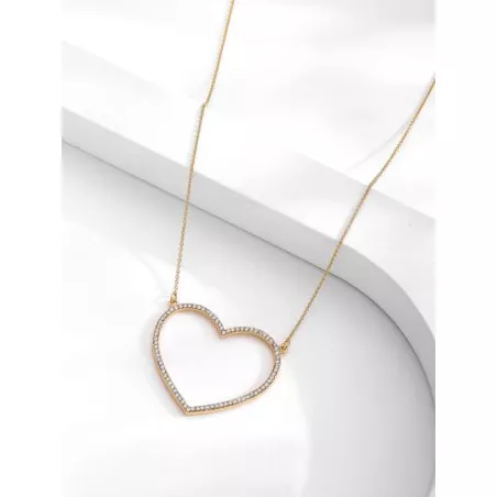 1 pieza grande corazon vacio Collar con colgante para mujeres fino clavícula con cadena amigo regalo Bisutería