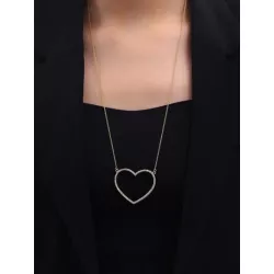 1 pieza grande corazon vacio Collar con colgante para mujeres fino clavícula con cadena amigo regalo Bisutería