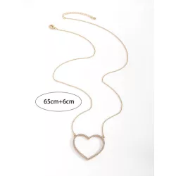 1 pieza grande corazon vacio Collar con colgante para mujeres fino clavícula con cadena amigo regalo Bisutería