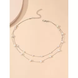 Collar a capas con diseño de perla artificial