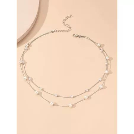 Collar a capas con diseño de perla artificial