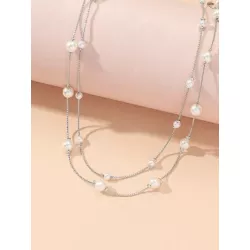 Collar a capas con diseño de perla artificial