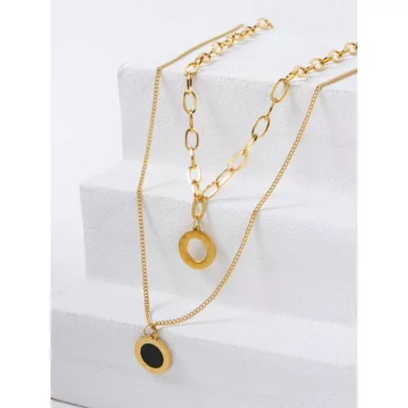 PREMIUM 2 piezas Collar colgante de redondo