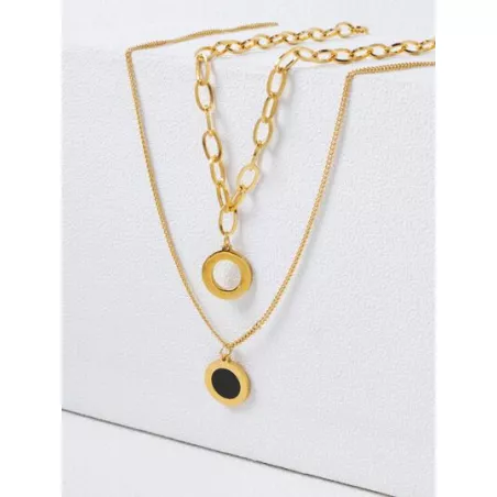 PREMIUM 2 piezas Collar colgante de redondo