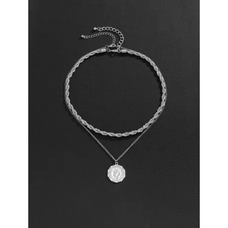 Hombres 2 piezas Collar con diseño de moneda
