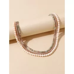 3 piezas Collar con cuenta con diseño piedra