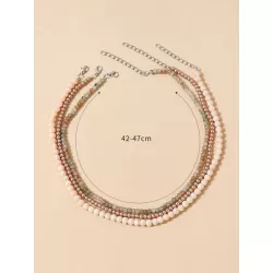 3 piezas Collar con cuenta con diseño piedra