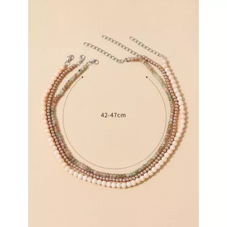 3 piezas Collar con cuenta con diseño piedra