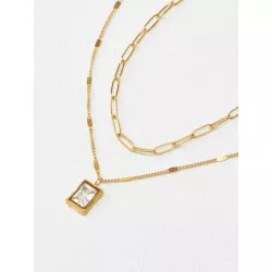 PREMIUM 2 piezas Collar con diseño de diamante de imitación