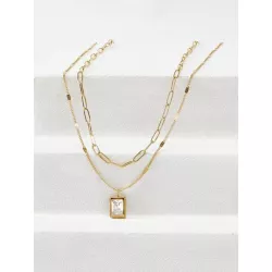 PREMIUM 2 piezas Collar con diseño de diamante de imitación