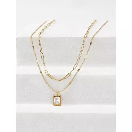 PREMIUM 2 piezas Collar con diseño de diamante de imitación