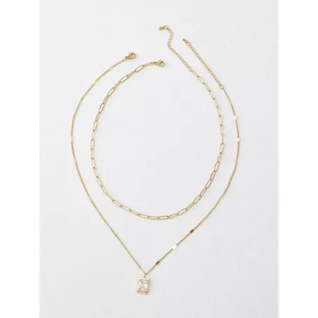 PREMIUM 2 piezas Collar con diseño de diamante de imitación