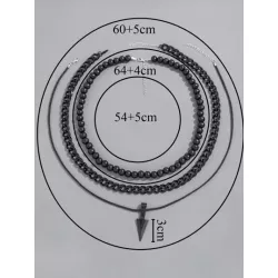 Hombres 3 piezas Collar colgante geométrico