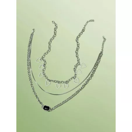 Fairycore 2 piezas Collar de cadena con adorno de corazón