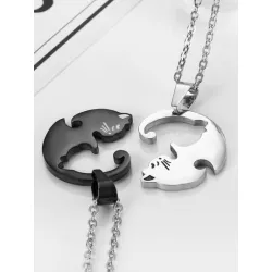 2 piezas Collar con colgante pareja gato