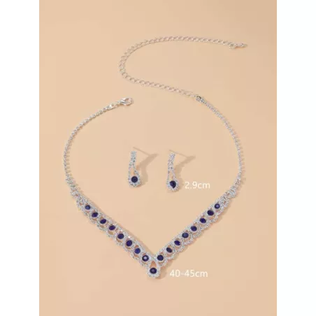 Precioso set pendientes de collar de diamantes de imitación de cristal para club nocturno, joyería de fiesta de boda 3 en 1