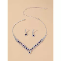 Precioso set pendientes de collar de diamantes de imitación de cristal para club nocturno, joyería de fiesta de boda 3 en 1