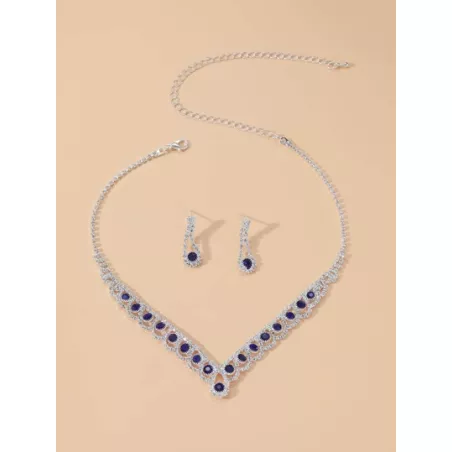 Precioso set pendientes de collar de diamantes de imitación de cristal para club nocturno, joyería de fiesta de boda 3 en 1