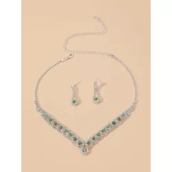 Precioso set pendientes de collar de diamantes de imitación de cristal para club nocturno, joyería de fiesta de boda 3 en 1