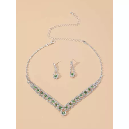 Precioso set pendientes de collar de diamantes de imitación de cristal para club nocturno, joyería de fiesta de boda 3 en 1