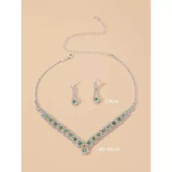 Precioso set pendientes de collar de diamantes de imitación de cristal para club nocturno, joyería de fiesta de boda 3 en 1