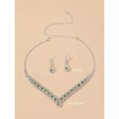 Precioso set pendientes de collar de diamantes de imitación de cristal para club nocturno, joyería de fiesta de boda 3 en 1