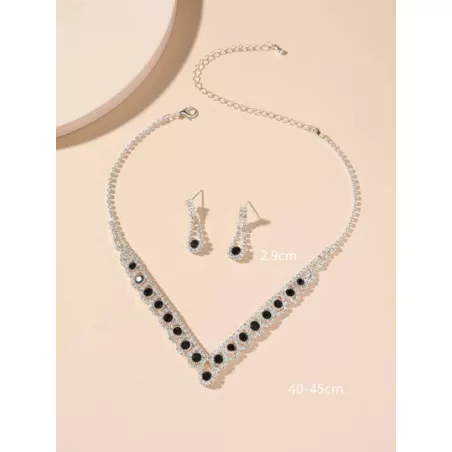 Precioso set pendientes de collar de diamantes de imitación de cristal para club nocturno, joyería de fiesta de boda 3 en 1