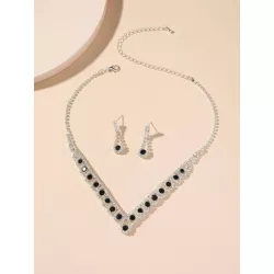 Precioso set pendientes de collar de diamantes de imitación de cristal para club nocturno, joyería de fiesta de boda 3 en 1