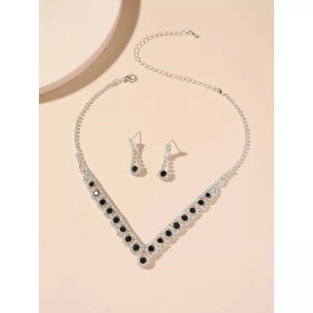 Precioso set pendientes de collar de diamantes de imitación de cristal para club nocturno, joyería de fiesta de boda 3 en 1