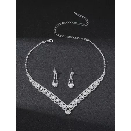 Precioso set pendientes de collar de diamantes de imitación de cristal para club nocturno, joyería de fiesta de boda 3 en 1