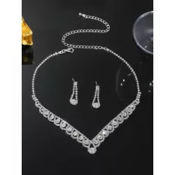Precioso set pendientes de collar de diamantes de imitación de cristal para club nocturno, joyería de fiesta de boda 3 en 1