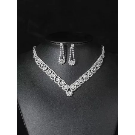 Precioso set pendientes de collar de diamantes de imitación de cristal para club nocturno, joyería de fiesta de boda 3 en 1
