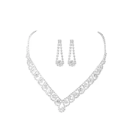 Precioso set pendientes de collar de diamantes de imitación de cristal para club nocturno, joyería de fiesta de boda 3 en 1