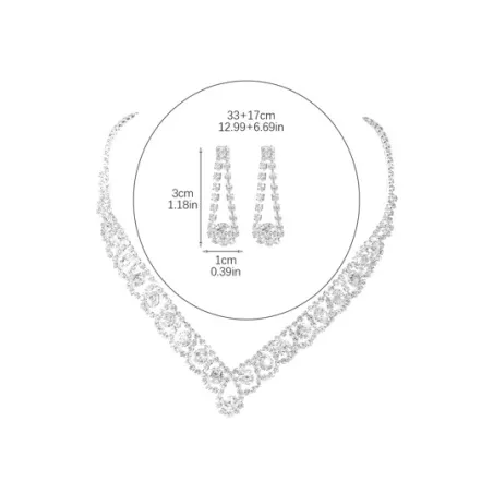 Precioso set pendientes de collar de diamantes de imitación de cristal para club nocturno, joyería de fiesta de boda 3 en 1