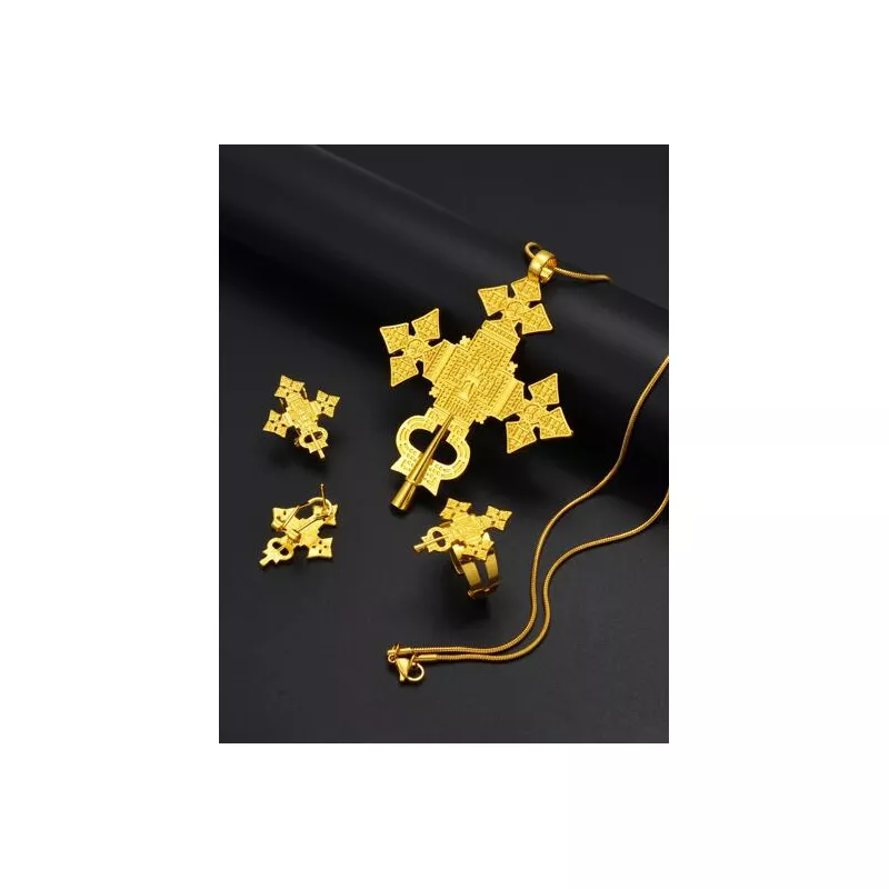 1 set colgantes de metal dorado para banquete, collar, pendientes, anillos, conjunto de joyas, regalo de fecha