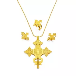 1 set colgantes de metal dorado para banquete, collar, pendientes, anillos, conjunto de joyas, regalo de fecha