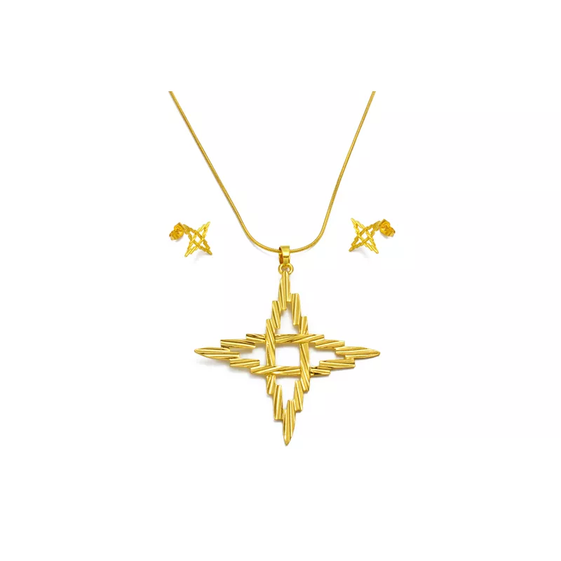 1 set con estrella Collar con colgante & Arete Set joya para mujeres fiesta
