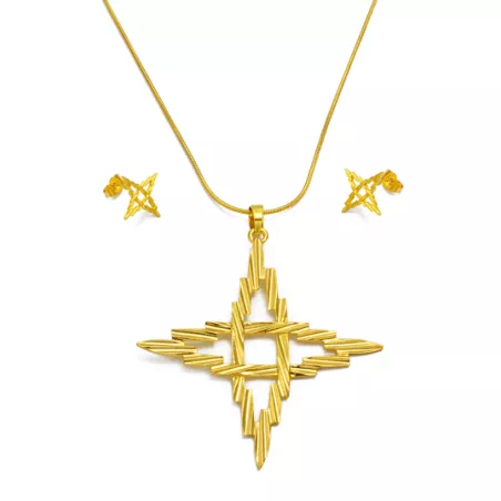 1 set con estrella Collar con colgante & Arete Set joya para mujeres fiesta