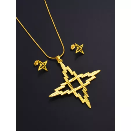 1 set con estrella Collar con colgante & Arete Set joya para mujeres fiesta