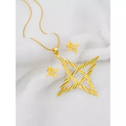 1 set con estrella Collar con colgante & Arete Set joya para mujeres fiesta