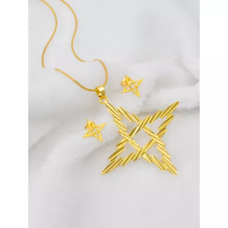 1 set con estrella Collar con colgante & Arete Set joya para mujeres fiesta