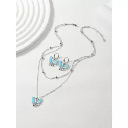 1 pieza de colores colgante de mariposa multicapa clavícula con cadena con 2 piezas de colores en forma de mariposa Pendientes &