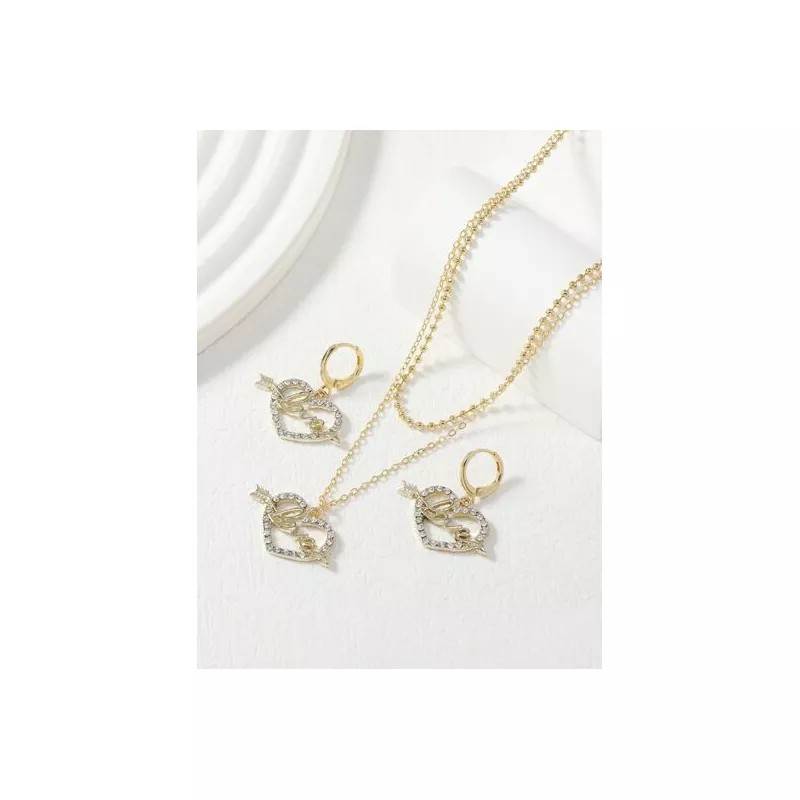 1 pieza con diseño de diamante de imitación con corazón & colgante de flecha Collar con 2 piezas Set pendiente
